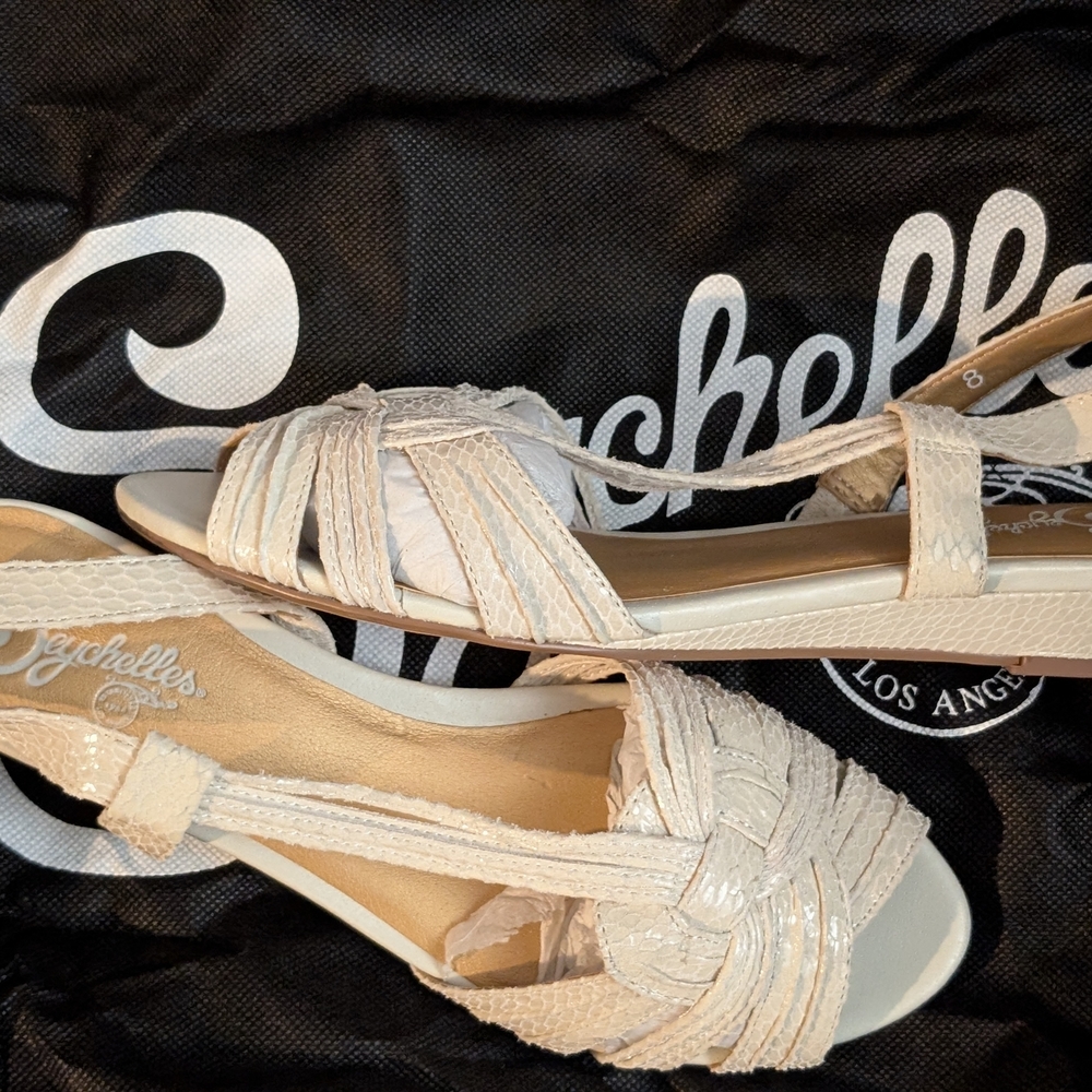 Seychelles Cream Sandals with Woven Straps and Slingback Design